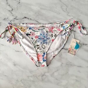 Johnny Was Nwt Neon Jugle Eyelet Crochet String Swim Bikini Bottom